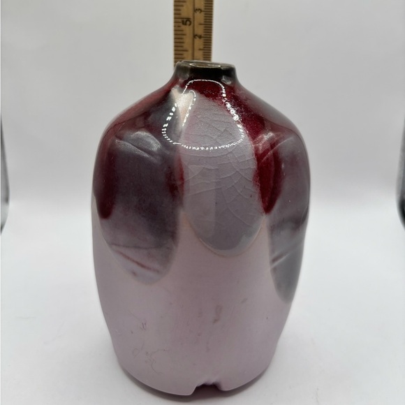 LASLO MIKASA Asian stoneware Vase JAPAN vase. Maroon, grey, mauve. - Picture 2 of 8